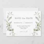 Eenvoudige elegante botanische bruiloft save the date (Voorkant)