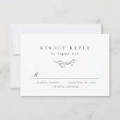 Eenvoudige elegante botanische bruine bruiloft RSVP kaartje (Voorkant)