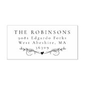 Eenvoudige Elegante Botanische Hart Naam & Adres Rubberstempel (Afrduk)