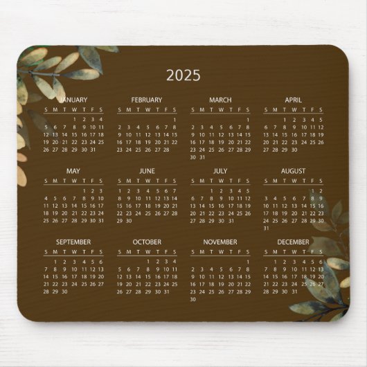Eenvoudige Elegante Botanische Kalender 2025 | Mui Muismat (Voorkant)