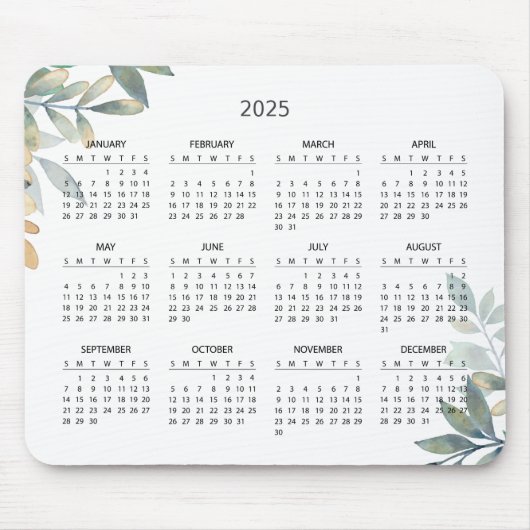 Eenvoudige Elegante Botanische Kalender 2025 | Mui Muismat (Voorkant)