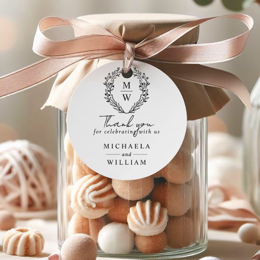 Eenvoudige Elegante Botanische Krans Trouwen Bedankjes Labels