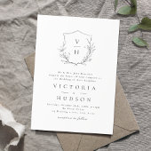 Eenvoudige elegante botanische monogram bruiloft kaart