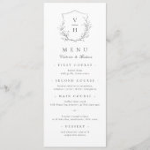 Eenvoudige elegante botanische monogram bruiloft menu (Voorkant)