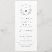 Eenvoudige elegante botanische monogram bruiloft programmakaart (Voorkant)