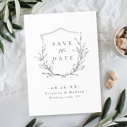 Eenvoudige elegante botanische monogram bruiloft save the date