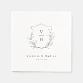 Eenvoudige elegante botanische monogram bruiloft servet (Voorkant)