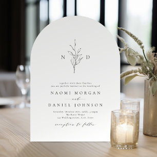 Eenvoudige elegante botanische monogram rustige tr kaart