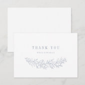 Eenvoudige elegante botanische stoffige blauwe bed bedankkaart (Voorkant / Achterkant)