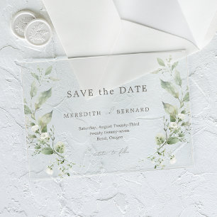 Eenvoudige Elegante Botanische Trouw Save the Date Acryl Uitnodigingen