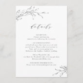 Eenvoudige elegante botanische trouwdetails informatiekaartje (Voorkant)