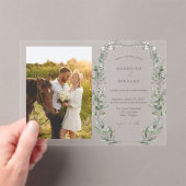 Eenvoudige Elegante Botanische Trouwfoto Horizonta Acryl Uitnodigingen (Insitu (Draagbaar))