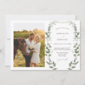 Eenvoudige Elegante Botanische Trouwfoto Horizonta Kaart (Voorkant)