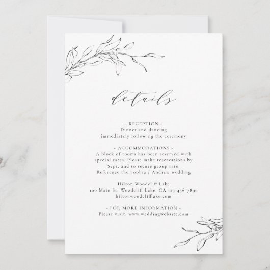 Eenvoudige elegante botanische trouwkaart kaart (Voorkant)