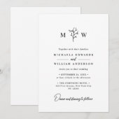 Eenvoudige elegante botanische typografie bruiloft kaart (Voorkant / Achterkant)