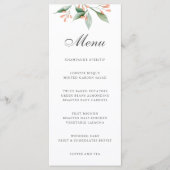 Eenvoudige Elegante Botanische Waterverf Bruiloft Menu (Voorkant)