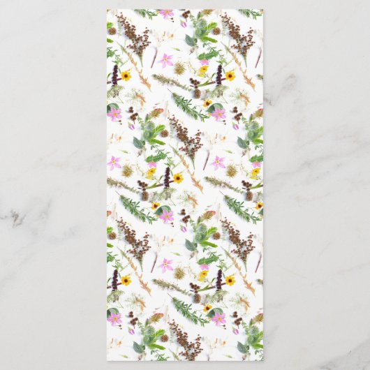 Eenvoudige Elegante Botanische Wilde Bloem Bruilof Menu (Achterkant)