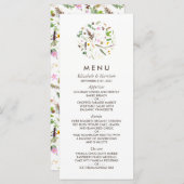 Eenvoudige Elegante Botanische Wilde Bloem Bruilof Menu (Voorkant / Achterkant)