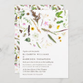 Eenvoudige elegante botanische wilde bloemen bruil kaart (Voorkant / Achterkant)