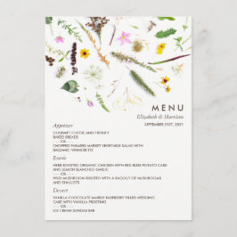Eenvoudige elegante botanische wilde bloemen bruil menu
