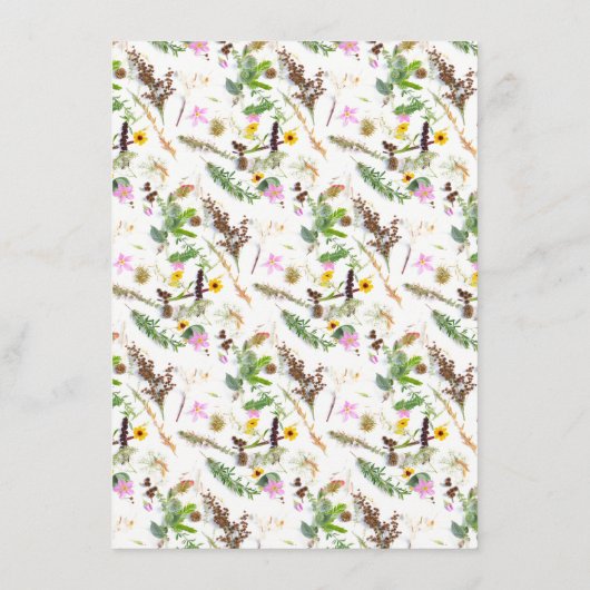 Eenvoudige elegante botanische wilde bloemen bruil menu (Achterkant)