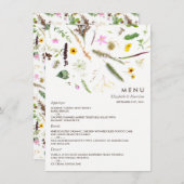 Eenvoudige elegante botanische wilde bloemen bruil menu (Voorkant / Achterkant)