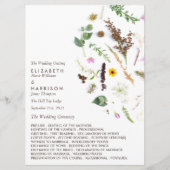 Eenvoudige elegante botanische wilde bloemen bruil programmakaart (Voorkant)