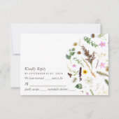 Eenvoudige elegante botanische wilde bloemen bruil RSVP kaartje (Voorkant)