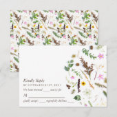 Eenvoudige elegante botanische wilde bloemen bruil RSVP kaartje (Voorkant / Achterkant)