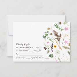 Eenvoudige elegante botanische wilde bloemen bruil RSVP kaartje