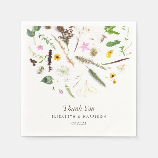 Eenvoudige elegante botanische wilde bloemen bruil servet (Voorkant)