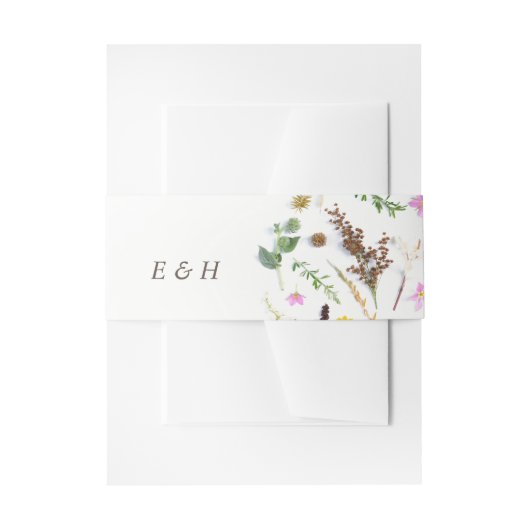 Eenvoudige elegante botanische wilde bloemen bruil uitnodigingen wikkel (Voorkant Voorbeeld)