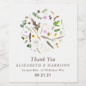 Eenvoudige elegante botanische wilde bloemen bruil wijn etiket (Enkel label)