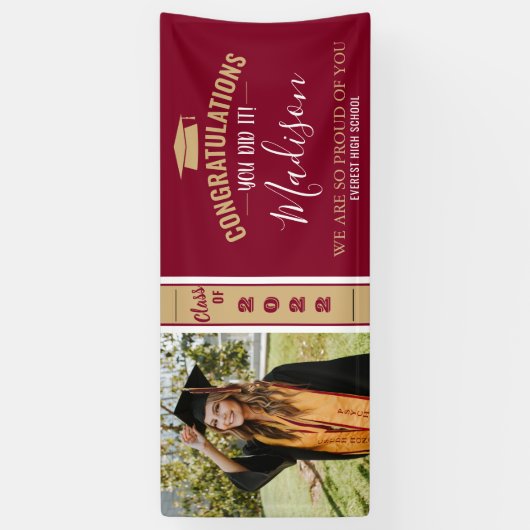 Eenvoudige elegante Bourgogne 1 foto Afstuderen ba Spandoek (Verticaal)