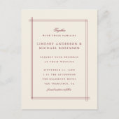 Eenvoudige Elegante Bourgogne & Parels Ivoor bruil Uitnodiging Briefkaart (Voorkant)