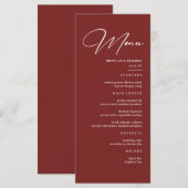 Eenvoudige Elegante Bourgondi Trouw Menu (Voorkant / Achterkant)
