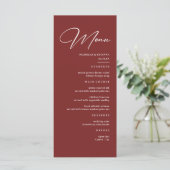 Eenvoudige Elegante Bourgondi Trouw Menu (Staand voorkant)