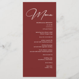 Eenvoudige Elegante Bourgondi Trouw  Menu