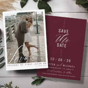 Eenvoudige Elegante Bourgondische Foto Christelijk Save The Date