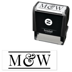 Eenvoudige Elegante Bruid Bruidegom Trouw 2 Init M Zelfinktende Stempel