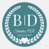 Eenvoudige elegante bruid en bruidegom monogram ronde sticker (Voorkant)