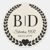 Eenvoudige elegante bruid en bruidegom monogram ronde sticker (Voorkant)