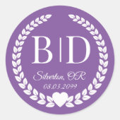 Eenvoudige elegante bruid en bruidegom monogram ronde sticker (Voorkant)