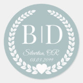 Eenvoudige elegante bruid en bruidegom monogram ronde sticker (Voorkant)