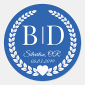 Eenvoudige elegante bruid en bruidegom monogram ronde sticker (Voorkant)