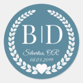 Eenvoudige elegante bruid en bruidegom monogram ronde sticker (Voorkant)