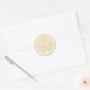 Eenvoudige Elegante Bruid en Bruidegom Monogram Ronde Sticker