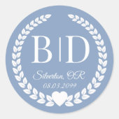 Eenvoudige elegante bruid en bruidegom monogram ronde sticker (Voorkant)