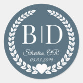 Eenvoudige elegante bruid en bruidegom monogram ronde sticker (Voorkant)