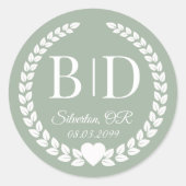 Eenvoudige elegante bruid en bruidegom monogram ronde sticker (Voorkant)
